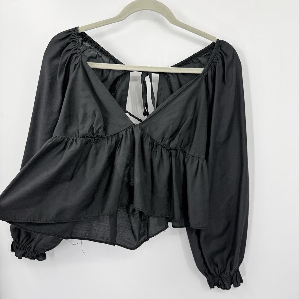 Idem Ditto Babydoll Top Large Black Cropped Balloon Sleeve Fairy Witchy Y2K - Picture 5 of 10